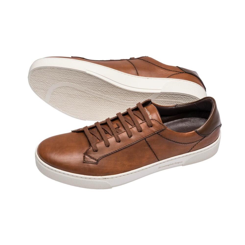 Ermenegildo Zegna Brown Leather Sneakers